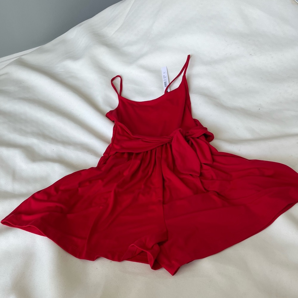 Susana Monaco red tie front romper
